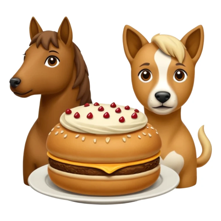 Ein Pferd ein Hund zwei Frauen essen Kekse  sticker