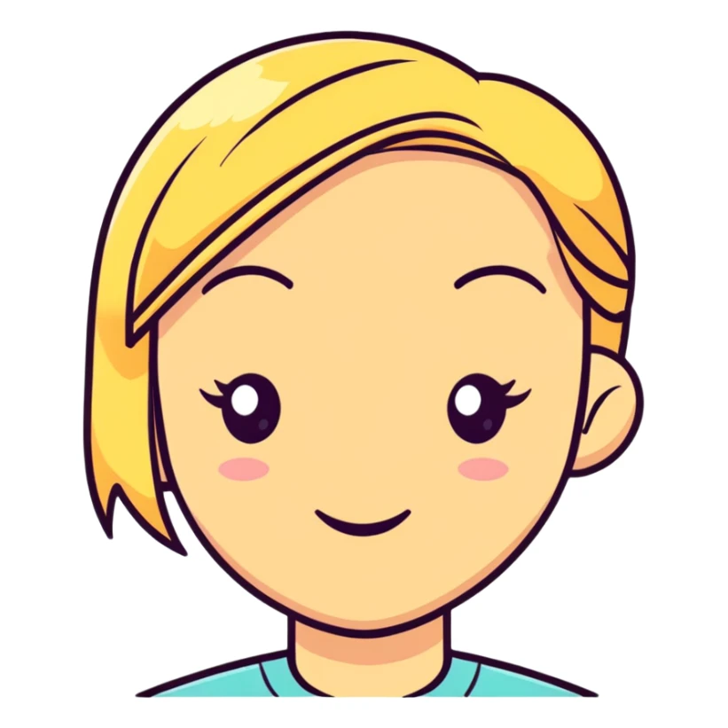 cute blonde cartoon face with a wink sticker