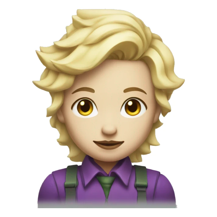 Cute, blonde joker  with arms crossed with construction capacity sticker