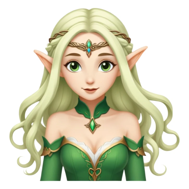 beautiful female elf with flowing hair, elegant features, graceful pose sticker