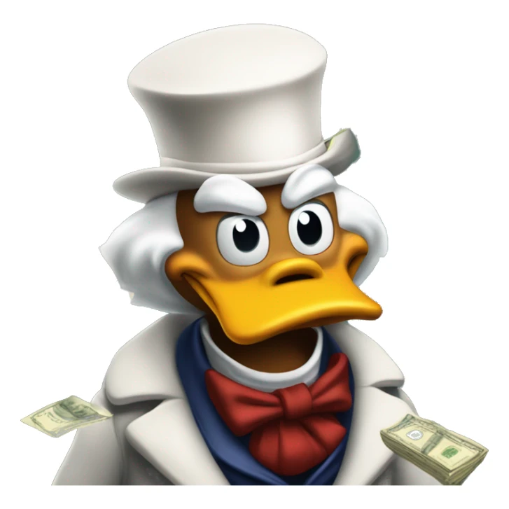 Scrooge McDuck counting money photorealistic serious sticker