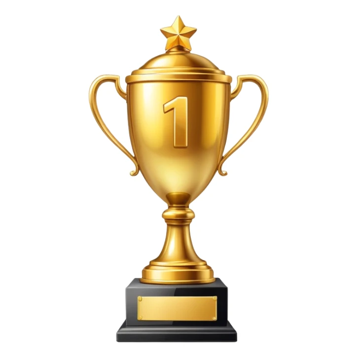 Number one trophy with gold medal sticker