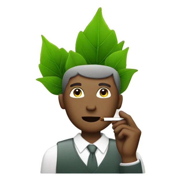 man smoking a cigarette with green leafs instead of tobacco sticker
