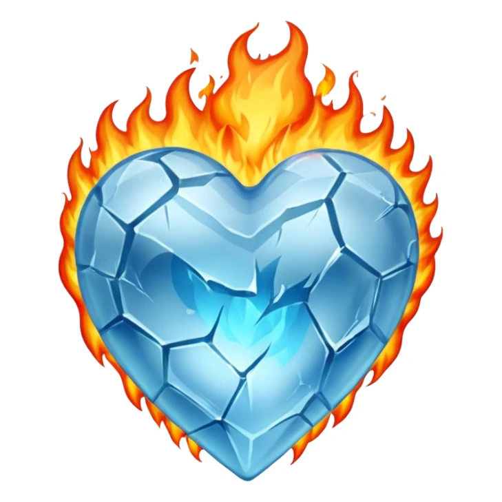 Heart of ice on fire sticker
