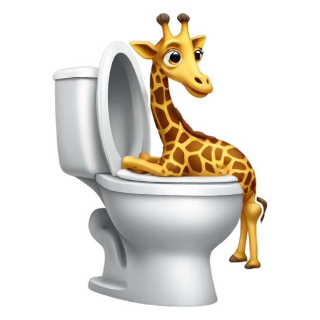 Giraff stuck in a toilet pooping sticker