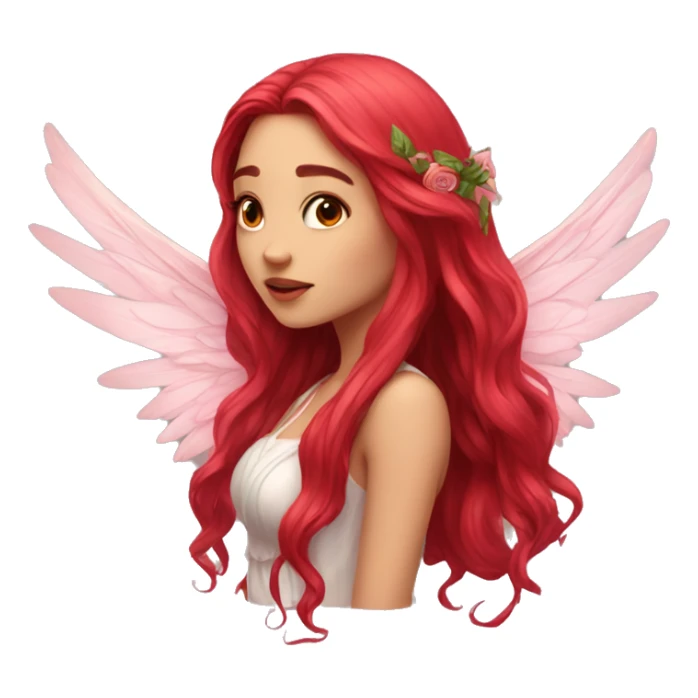 big wings, rose, Beautiful, fairy, red, long hair sticker