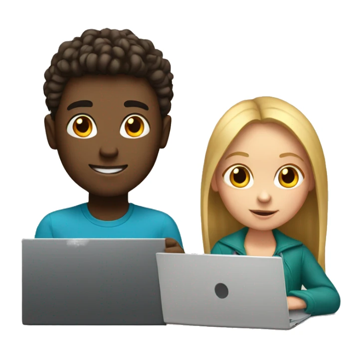 white boy and girl behind laptop sticker