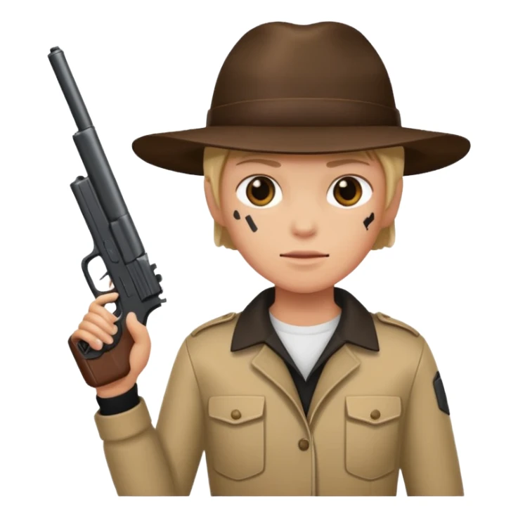As un emoji con pistola en la mano sticker
