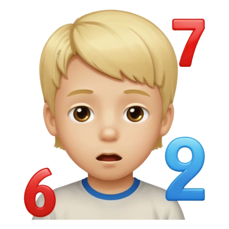 Blonde kid drooling with numbers 67 next to him  sticker