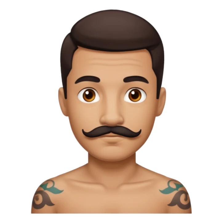 Tan Boy with dark brown mustache with tattoos  sticker