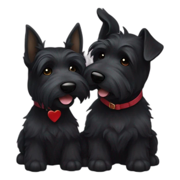 Two black Scottish terrier kissing one male one female sticker