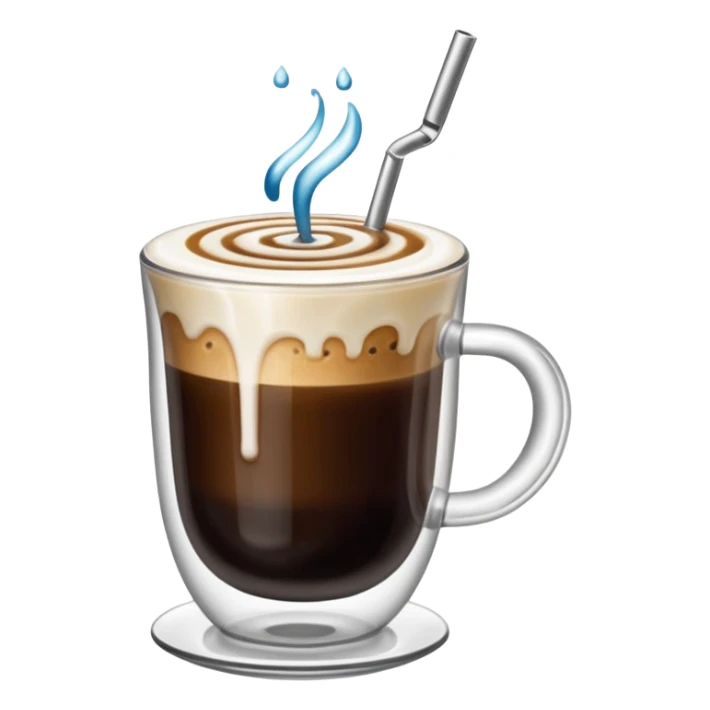 Trippy space background with a floating cup of cold coffee sticker