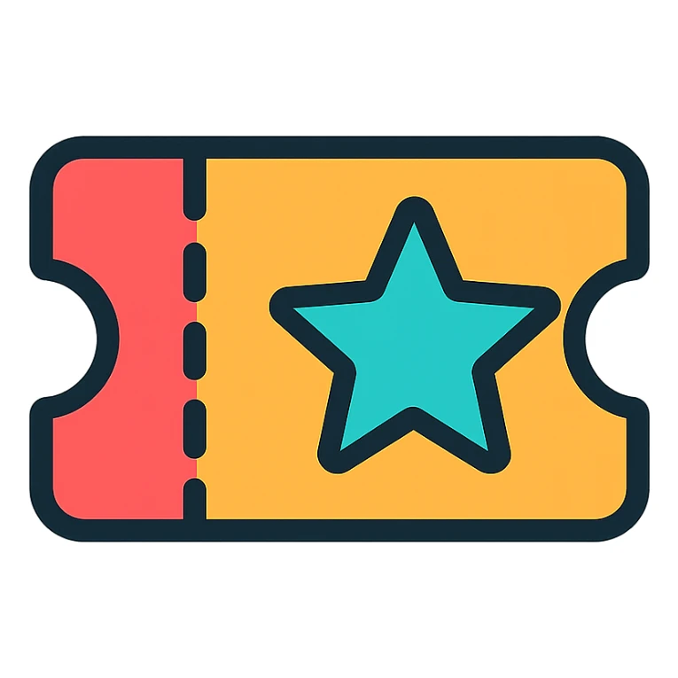 modern icon of an admission ticket, flat design, simple color palette, no text sticker