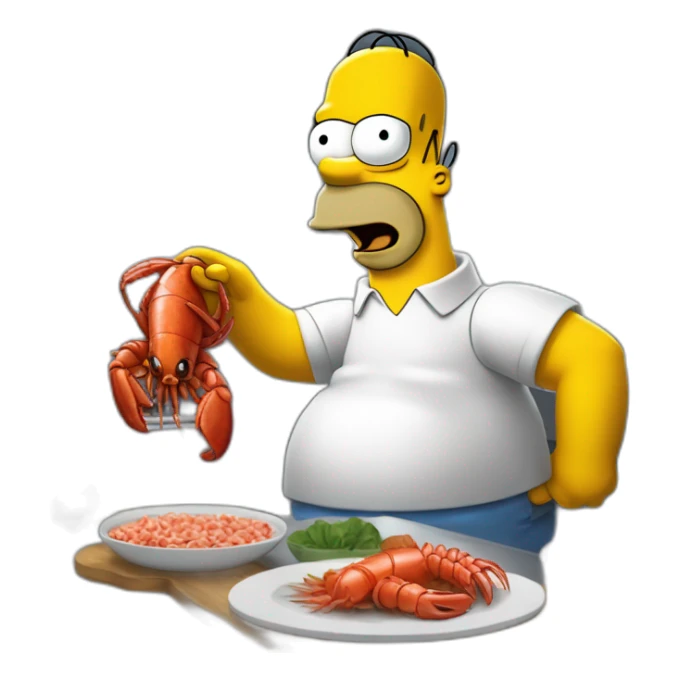 Homer simpson en train de manger un homard sticker