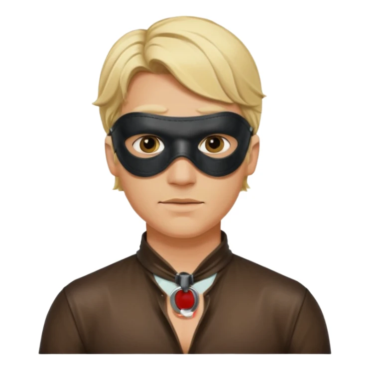 blonde man with leather eye mask and leather halter neck blouse sticker