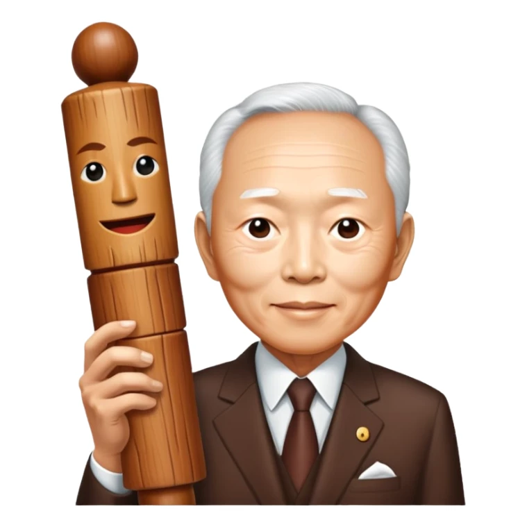 lee kuan yew holding a phallic totem sticker