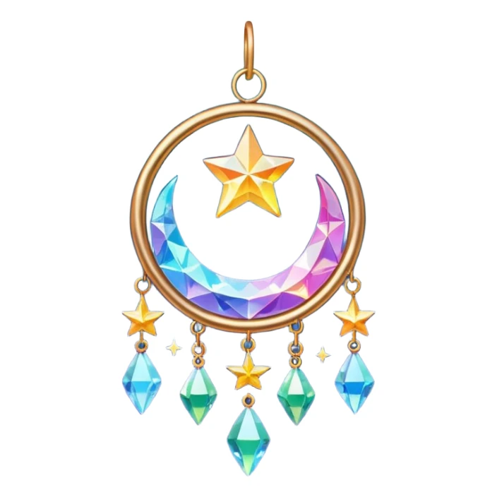 Sparkly glittery aesthetic Iridescent suncatcher hanging crystals and tiny stars sticker
