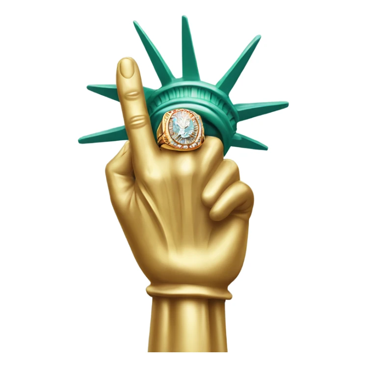 Statue of liberty hand with championship ring sticker