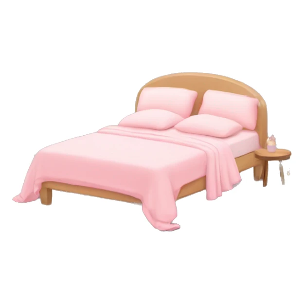 Cozy bed with light pink sheet and a pink canape and fairy lights  sticker