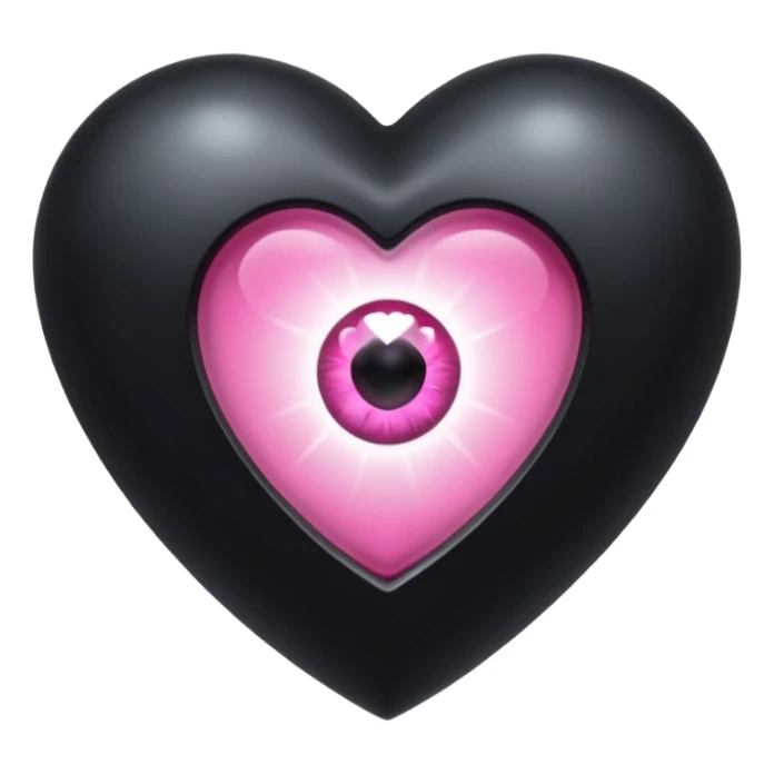 A black heart Gem with a pink eye in the center sticker