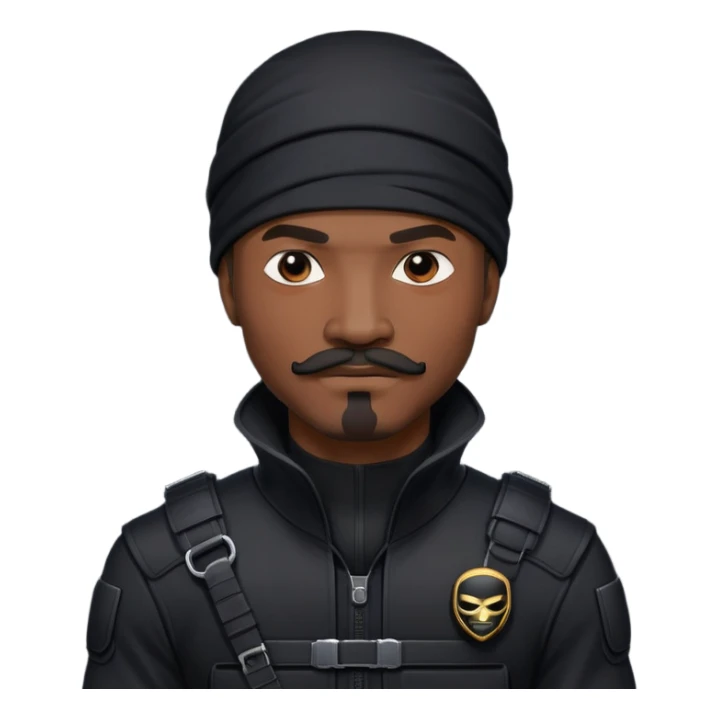 african-american mustache mercenary black ninja hacker terminal command center sticker