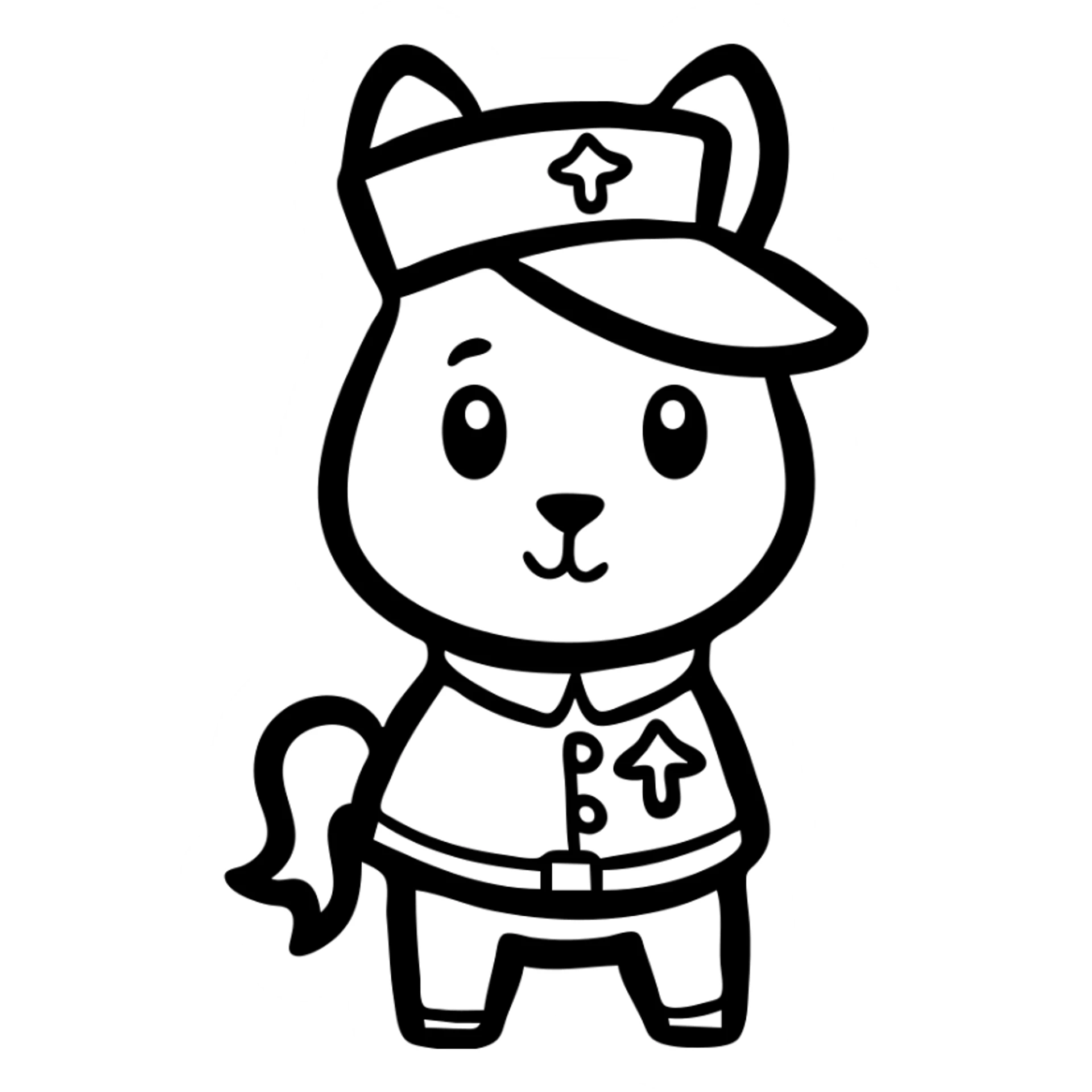 Cartoon pony with a dog's face and features, wearing military uniform and hat sticker