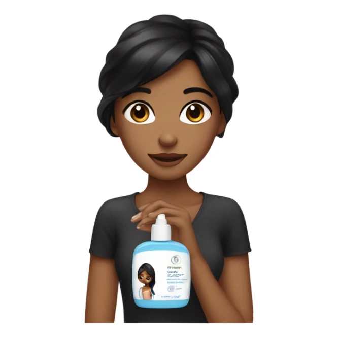 girl with black hair doing skin care sticker