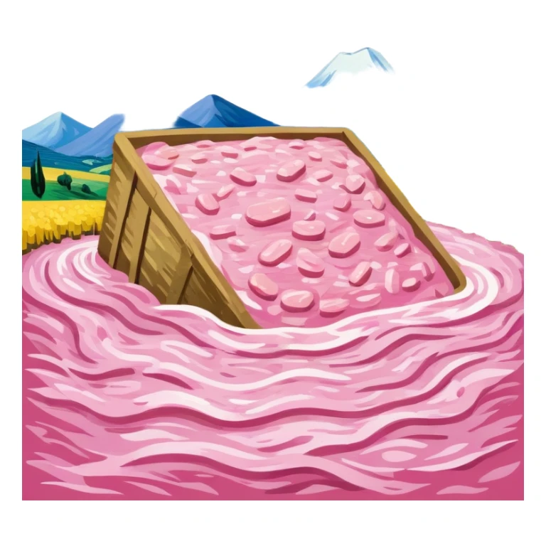 van gogh slop style pink SPAM art landscape sticker
