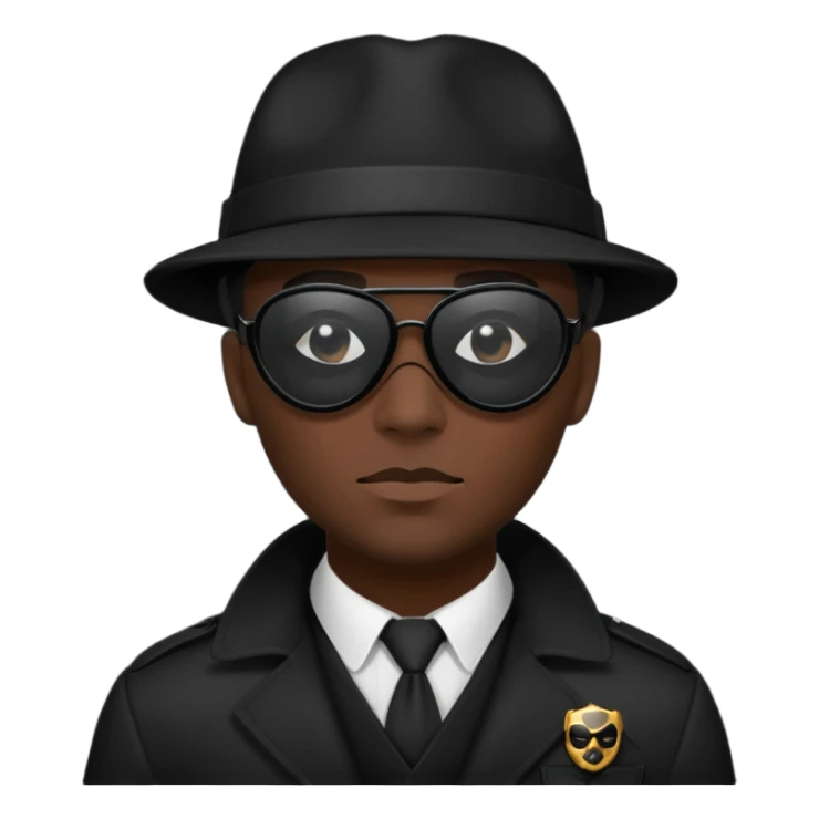 Siyah gözlük ve maske takan siyah dedektif sticker