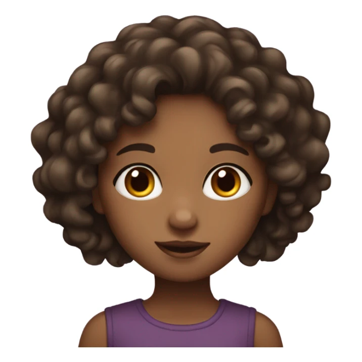 girl with dark brown curly hair and brown skin sticker