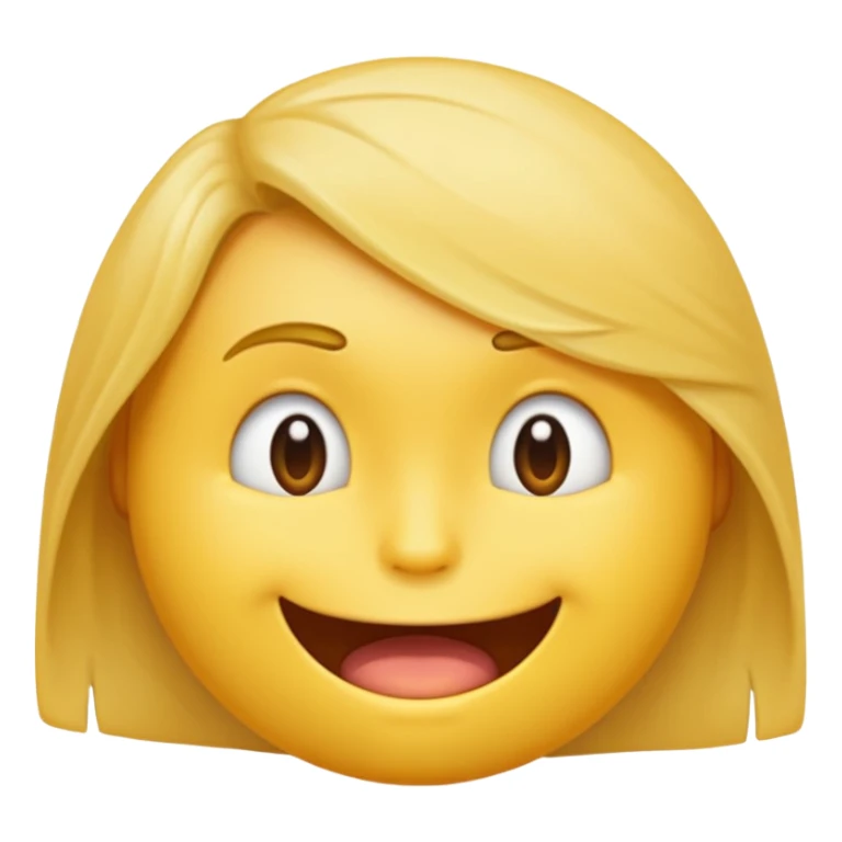 yellow traditional emoji looking down biting half of bottom lip tucking back invisible hair sticker