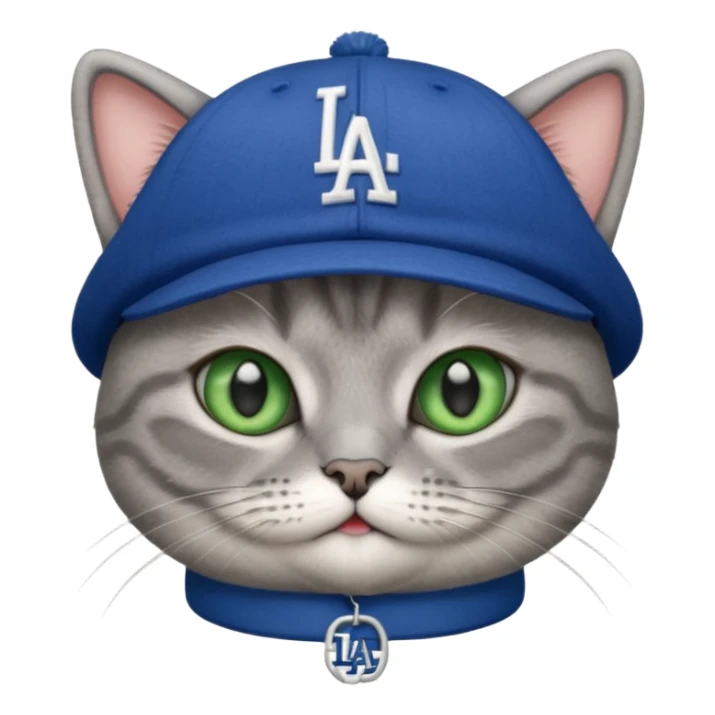 Can you make a gray British short cat wearing a LA dodger hat? sticker