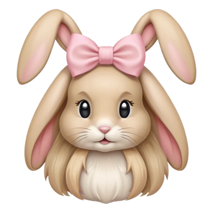 Beige long-haired bunny with a light pink bow on its head sticker