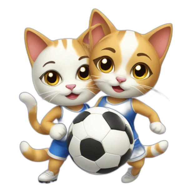 two cool girl cats playing soccer together sticker