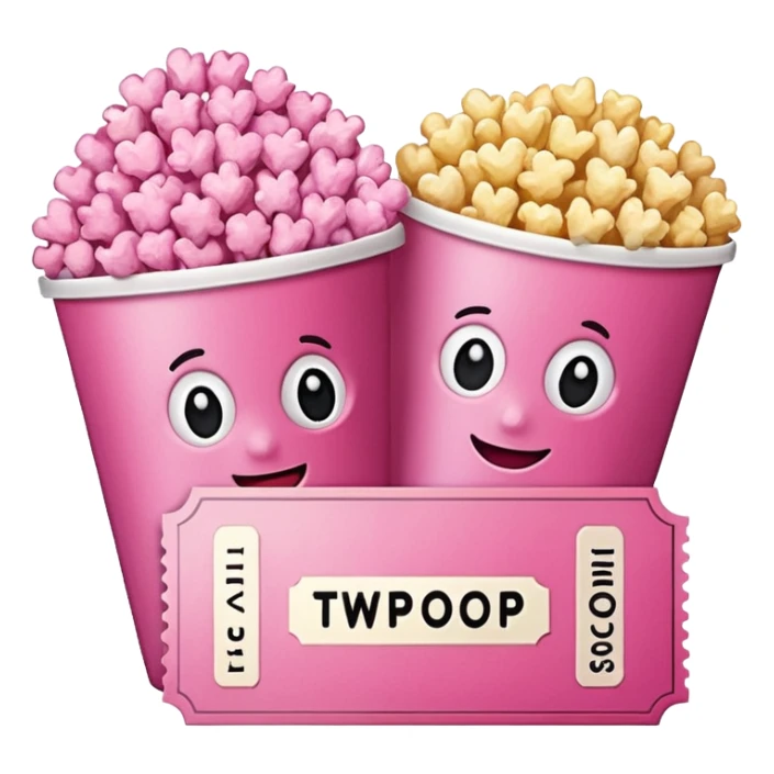 pink popcorn with 2 cinema tickets sticker