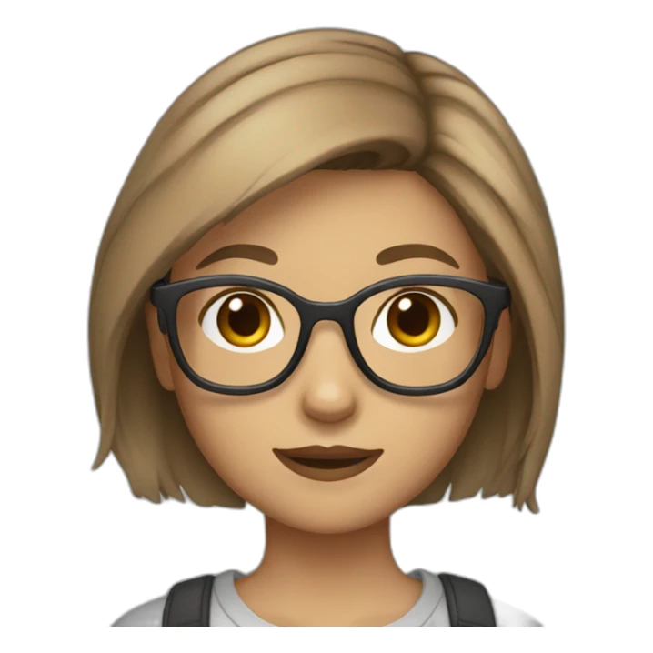 girl with glasses and light brown hair wolf cut style sticker