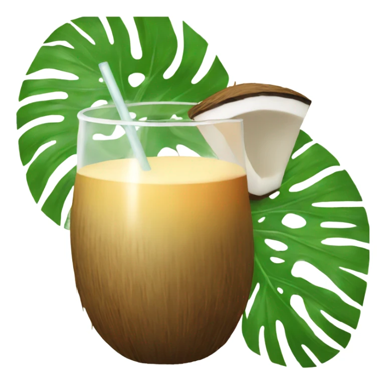 Tropical drink made out of whole coconut sticker