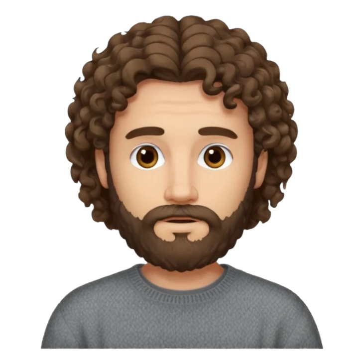 long curly hair bearded man sweater sticker