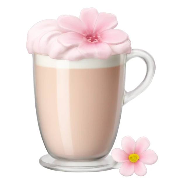 Light Pink latte classy in glass with flower sticker