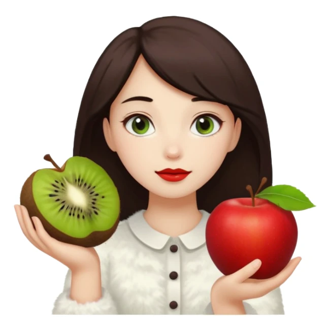 vanila aesthetic girl holding cloud and prune and apple & kiwi sticker