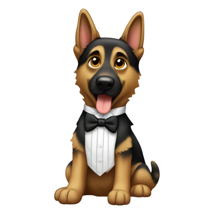 Flying German Shepard dog with white tie sticker
