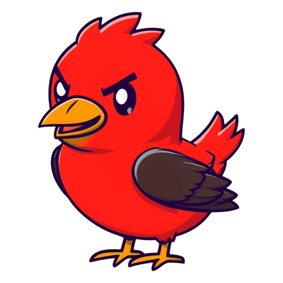 Red bird from Angry Birds game with angry expression sticker