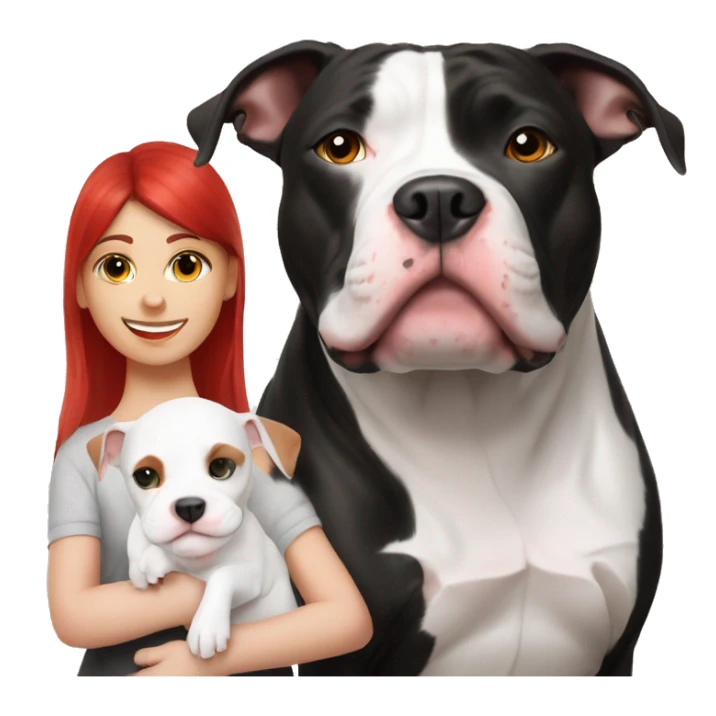 Black and white pitbull with red head girl owner sticker