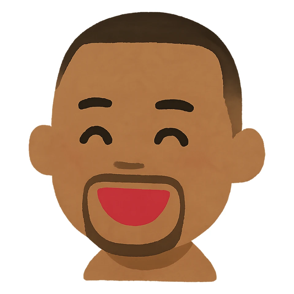 Chris Brown's head in Irasutoya style, cheerful, minimal details, soft edges, no background sticker
