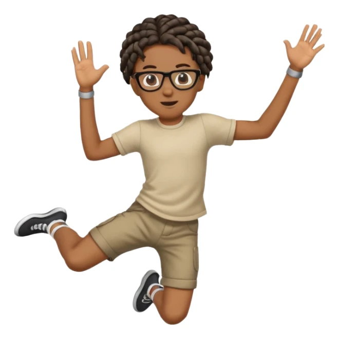 black boy with glasses and braided hair jumping sticker