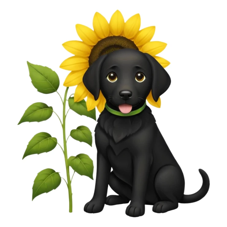  Black Labrador retriever and sunflower  sticker