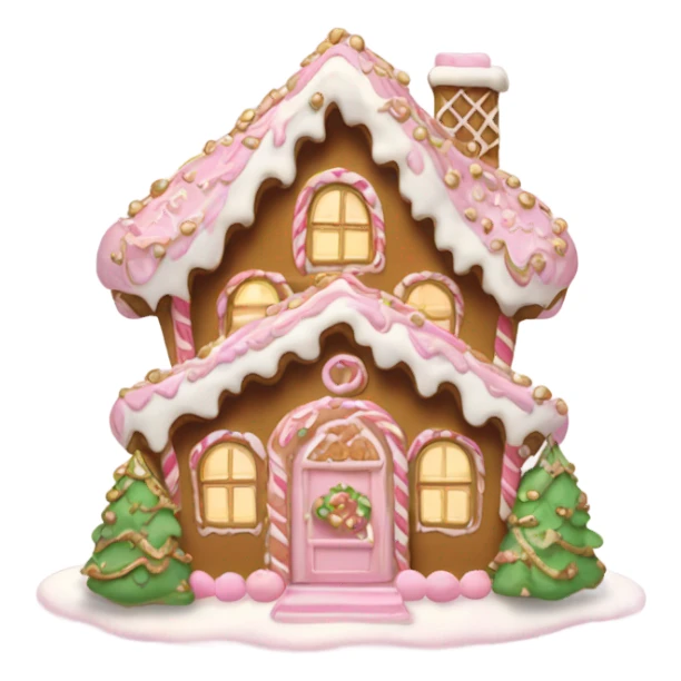 light pink and gold and white gingerbread house sticker