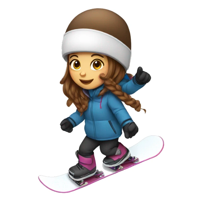 girl with brown hair snowboarding  sticker