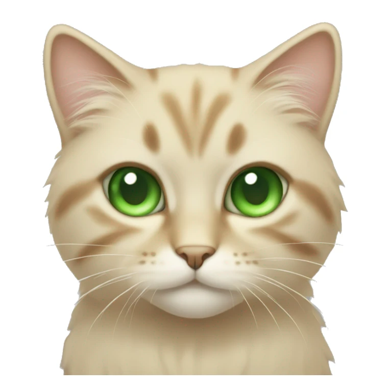Beige cat with green eyes fluffy sticker