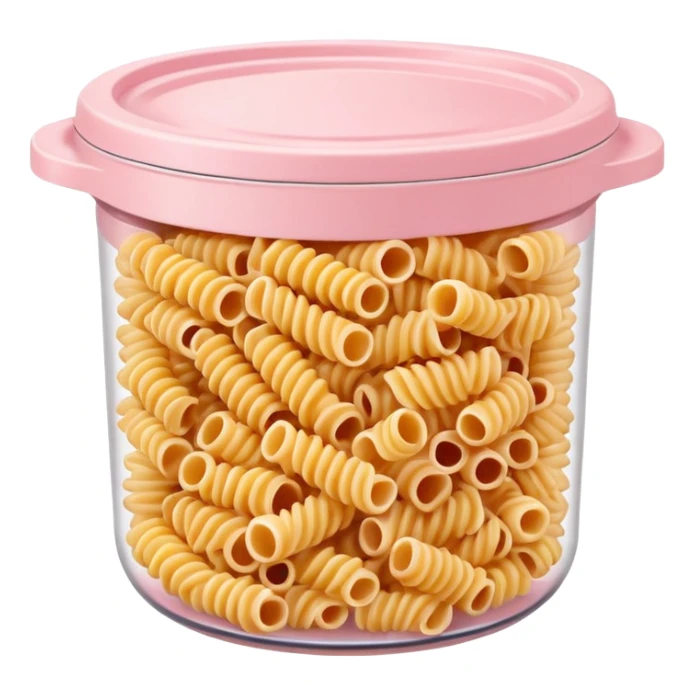 pastel pink food container with pasta inside sticker